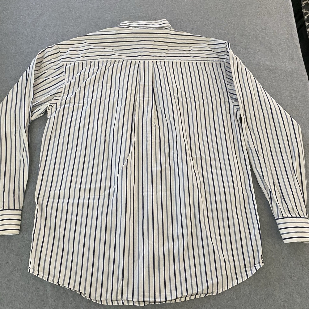 Wrangler Classic Button Up Long Sleeve Western Shirt Men's XL Blue White Striped - Picture 3 of 14